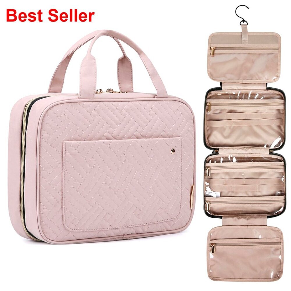Medium Water-Resistant Hanging Toiletry Bag with 4 Compartments for Travel